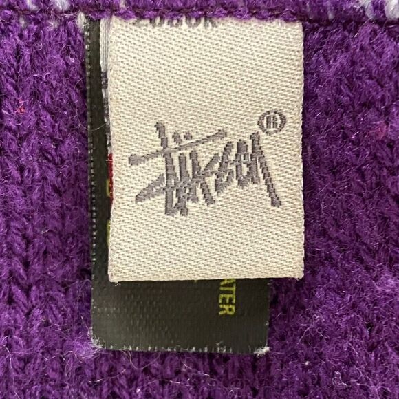 STUSSY Purple, Blue & White Striped Scarf. Unisex - Picture 2 of 3